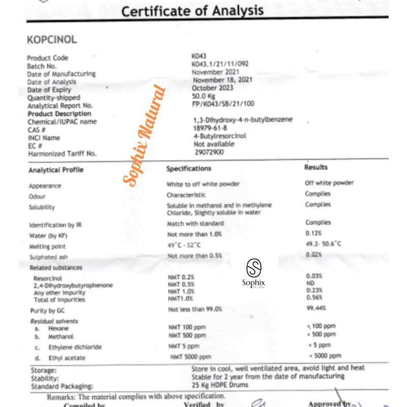 Activated Resorcinol ™ (4Butyl Resorcinol) Powder Sophix Natural
