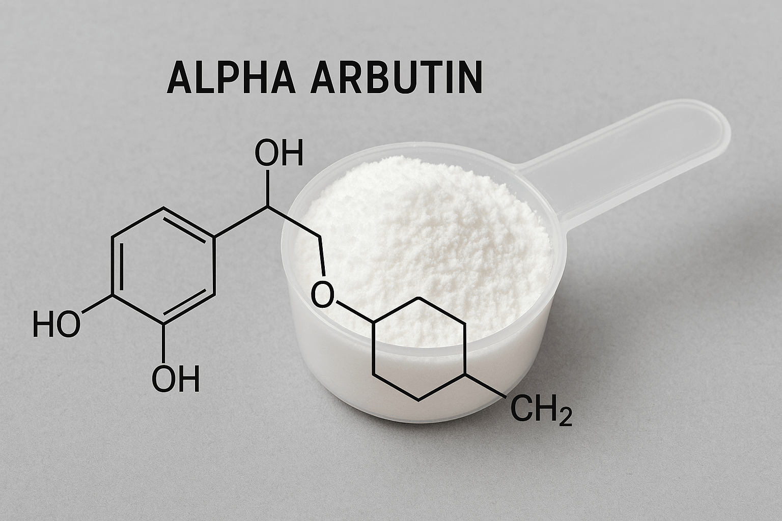 Alpha Arbutin powder in measuring scoop